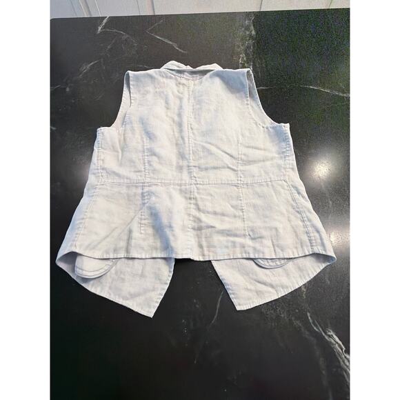 J.Jill 100% Linen flax colored double breasted vest with pockets! M petite - Picture 4 of 7